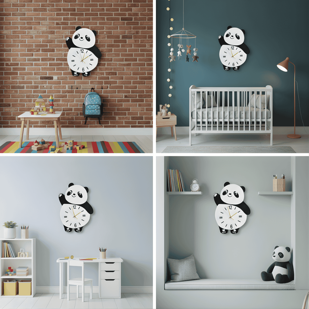Acrylic Panda Wall Clock | Modern 3D Art Design