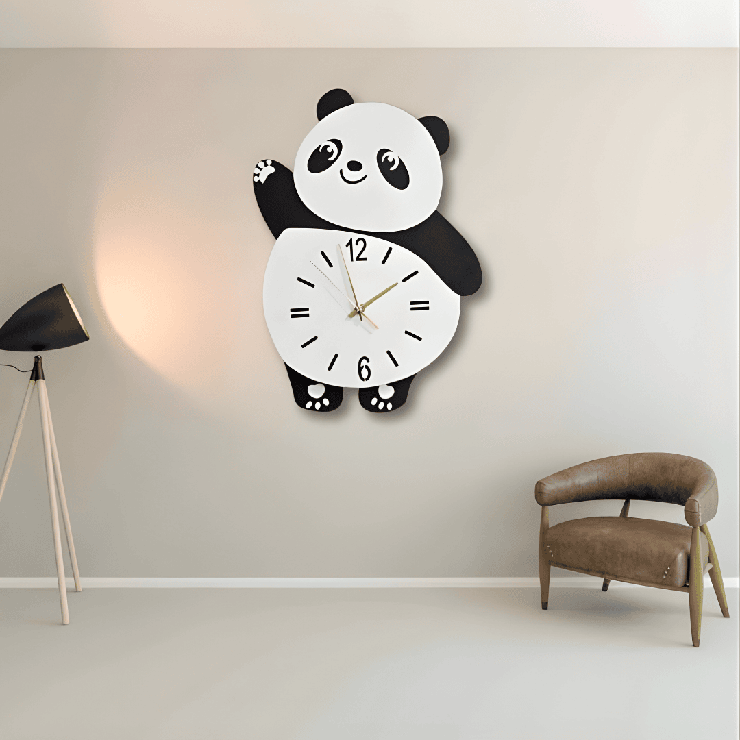 Acrylic Panda Wall Clock | Modern 3D Art Design