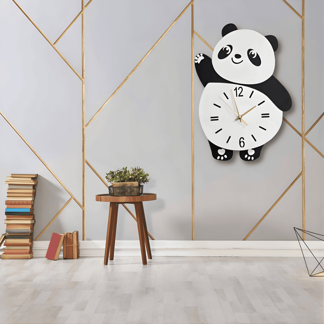 Acrylic Panda Wall Clock | Modern 3D Art Design