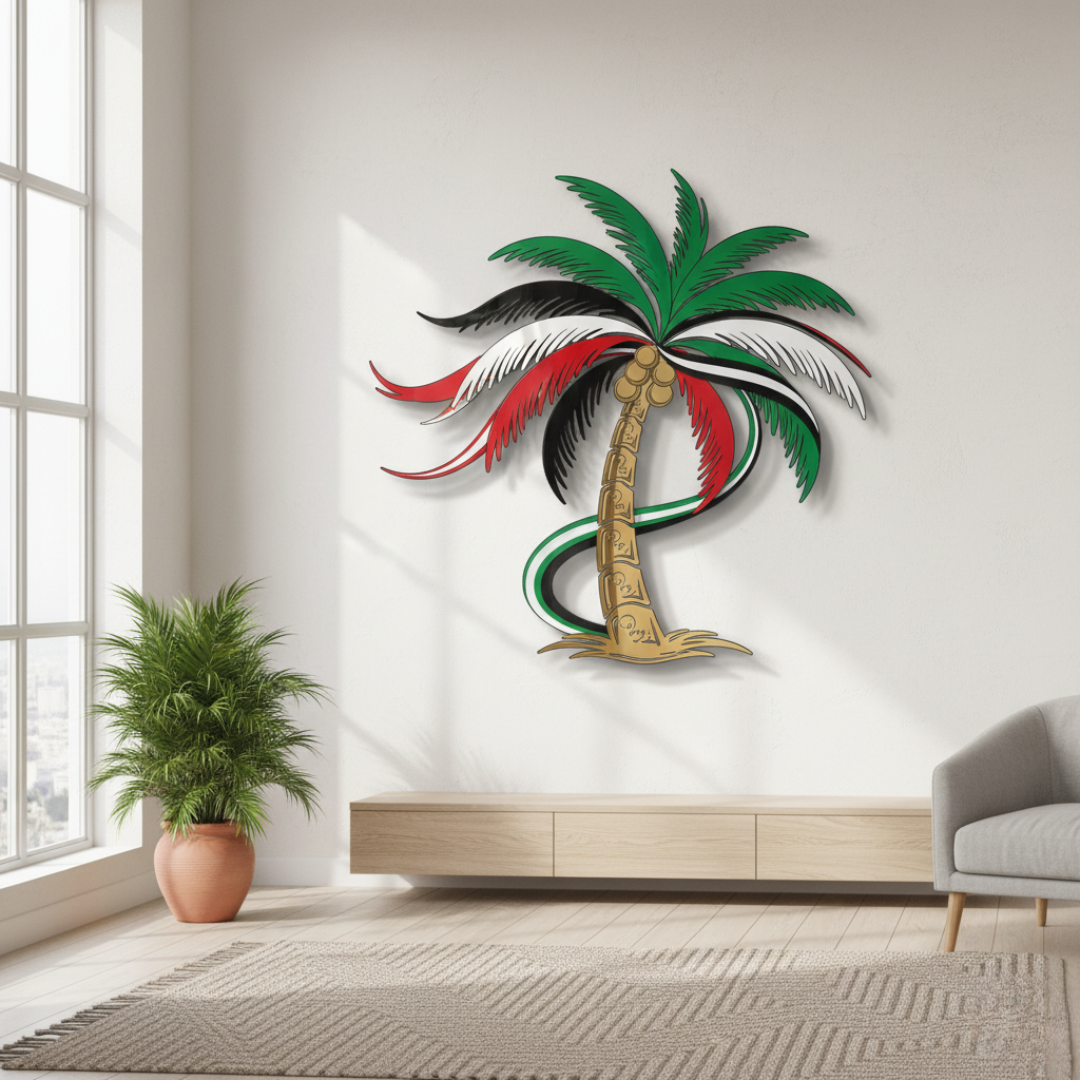 UAE National Day Acrylic Palm Tree Wall Art