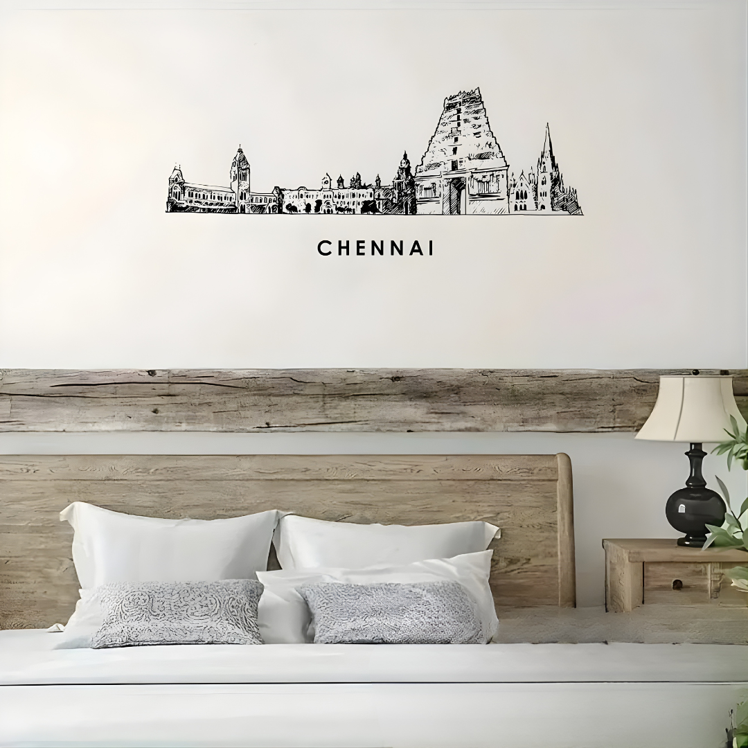 Acrylic Black Chennai Skyline Wall Art for Home Decor