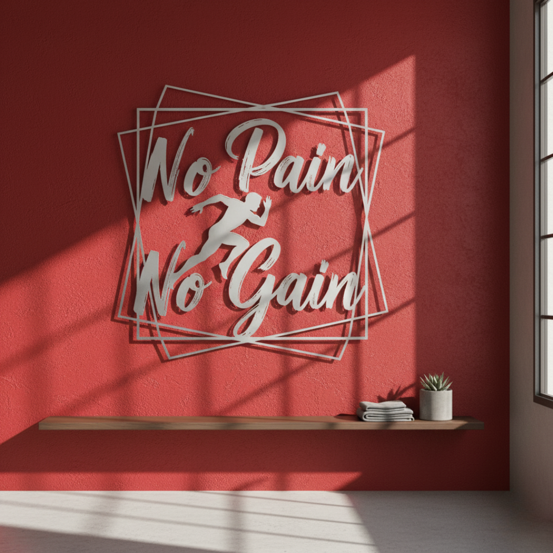 "No Pain No Gain" Acrylic Wall Art - Fitness & Motivation Decor