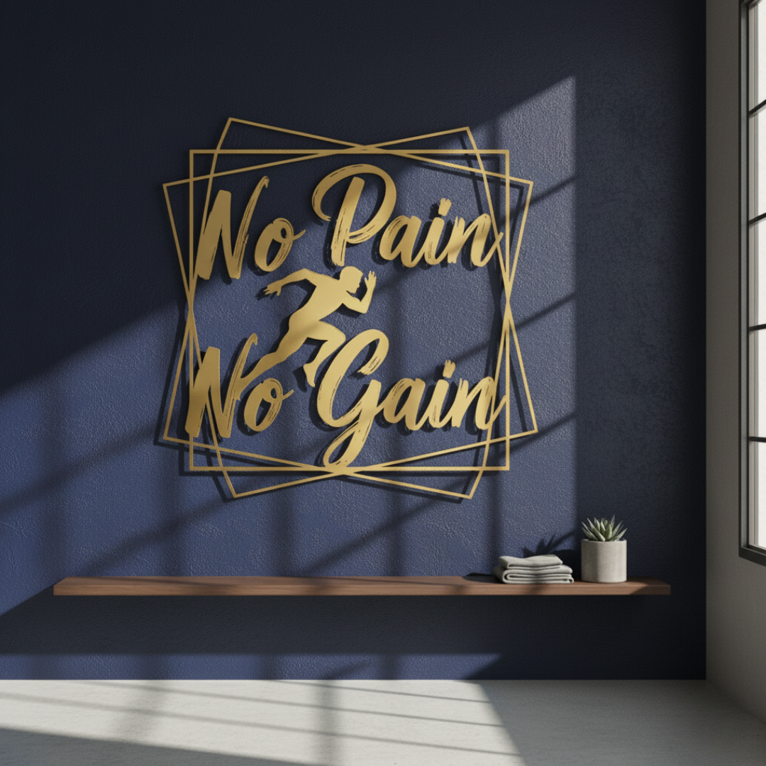 "No Pain No Gain" Acrylic Wall Art - Fitness & Motivation Decor