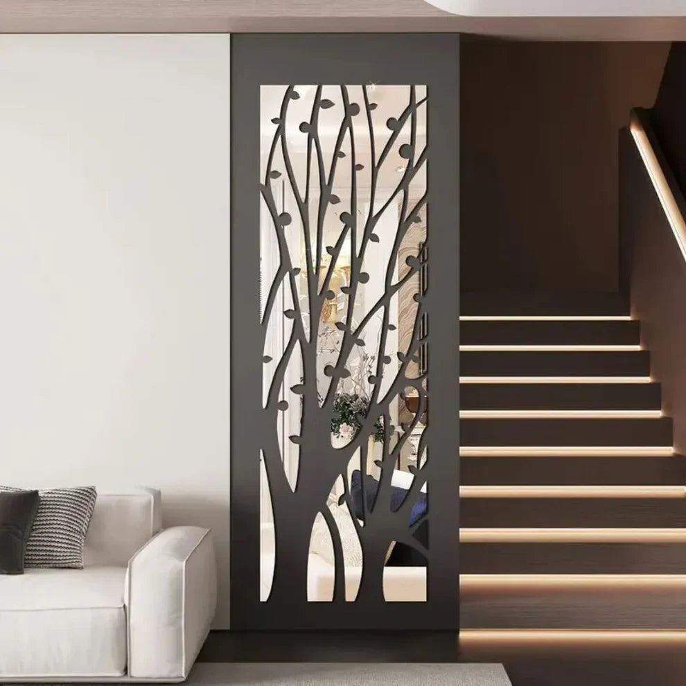 Money Tree Acrylic Mirror Wall Art, Abstract Tree Decorative Pattern