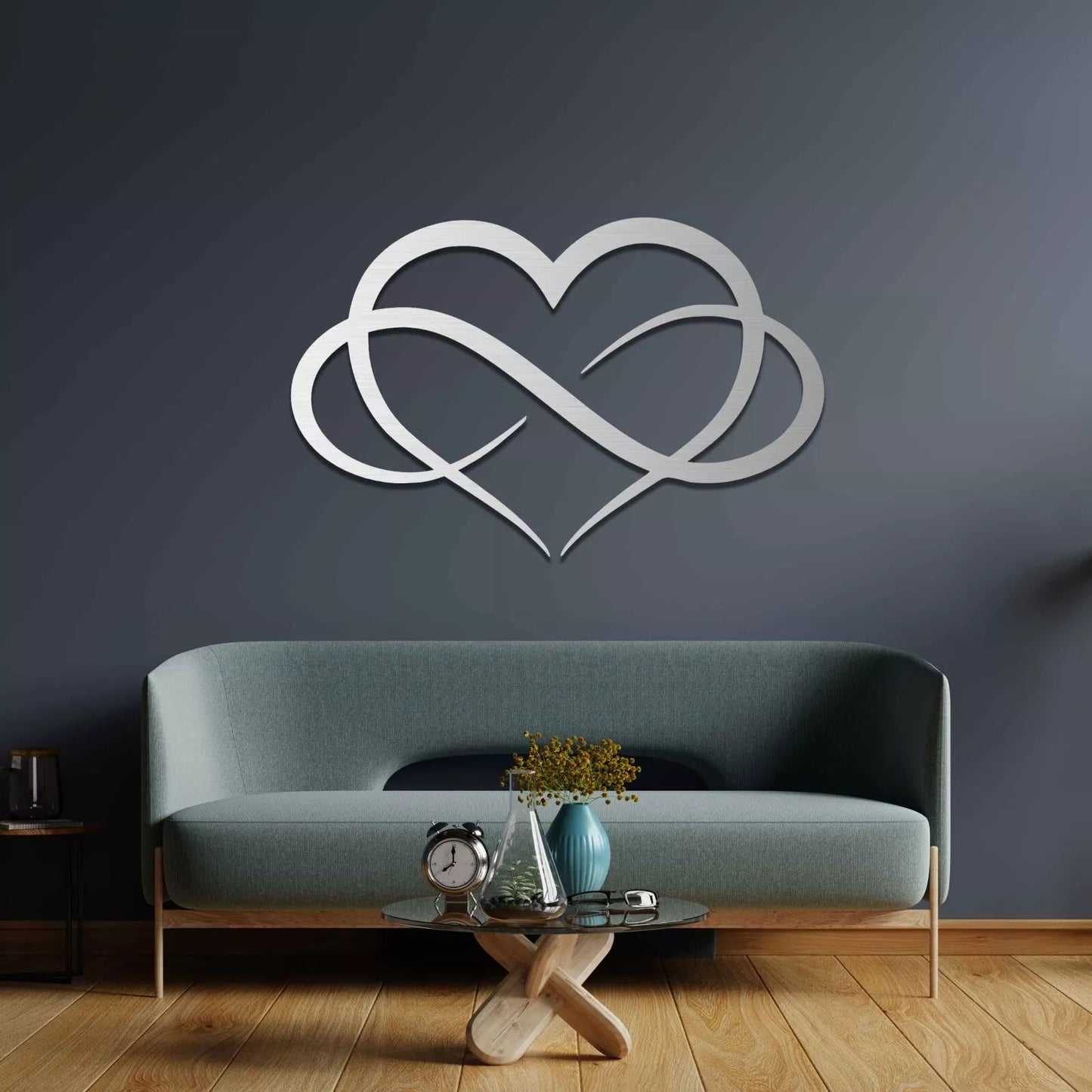 Heart shaped acrylic wall art 60x50cm