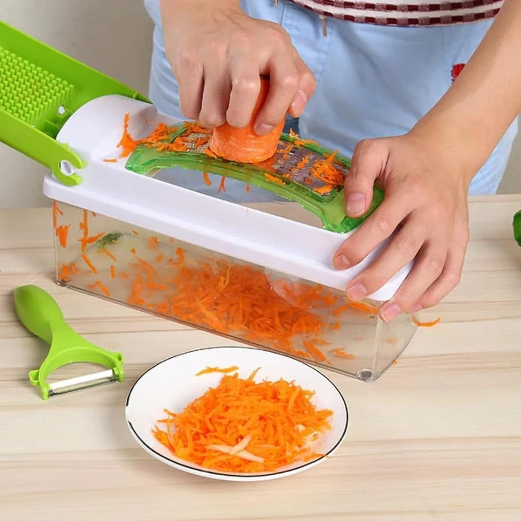 Fruit and Vegetable Slicer – Green & White Multifunction Kitchen Tool
