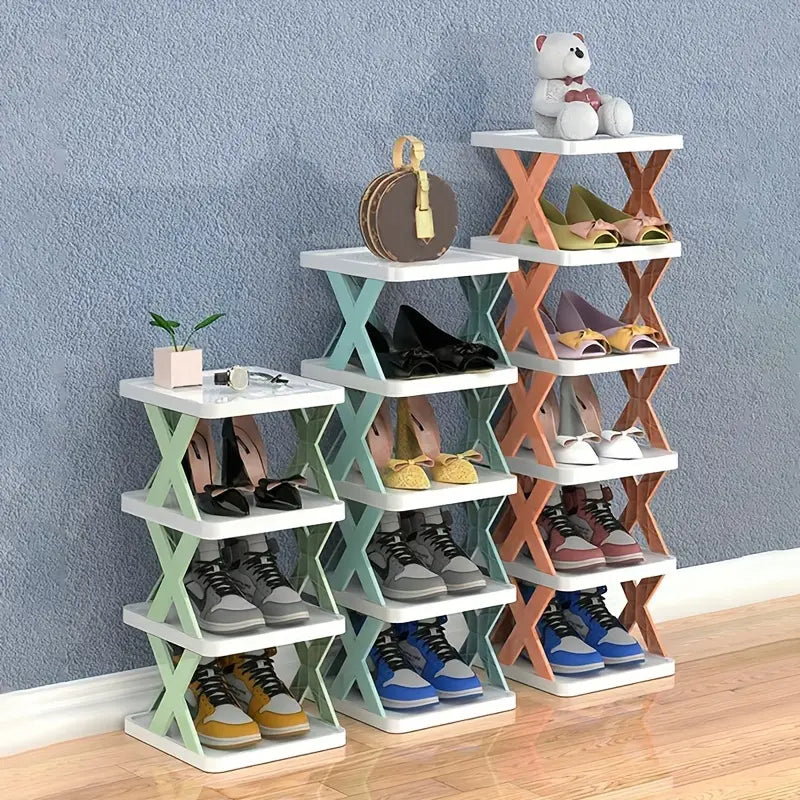 1pc Small Space Stackable Multi-layer Shoe Rack, Easy To Install, Shoe Cabinet Rack For Entryway, Removable Storage Rack