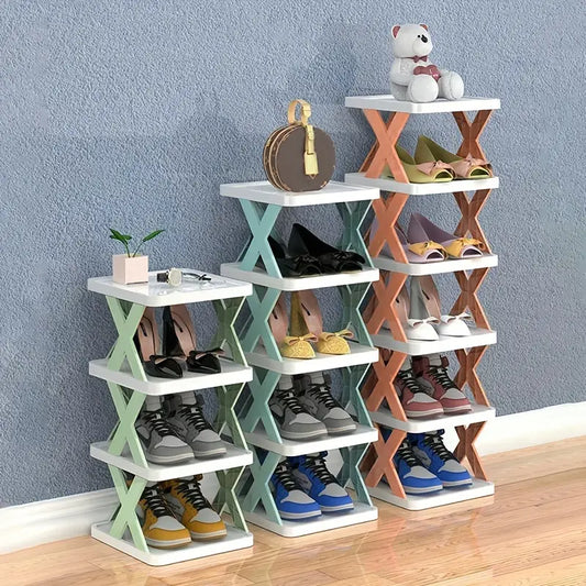1pc Small Space Stackable Multi-layer Shoe Rack, Easy To Install, Shoe Cabinet Rack For Entryway, Removable Storage Rack